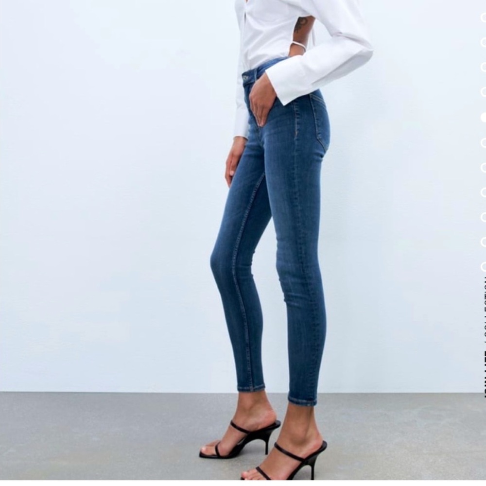 Zara jeans - medium/dark blue high waisted skinny jeans